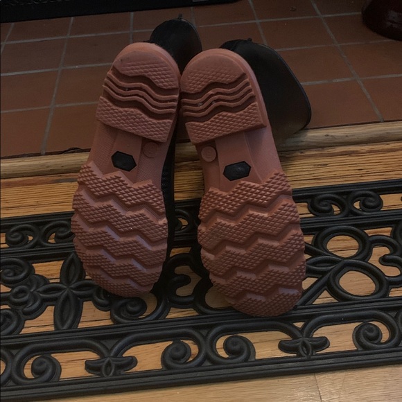 Black Rubber Rain Boots with Brown Soles - Picture 5 of 10